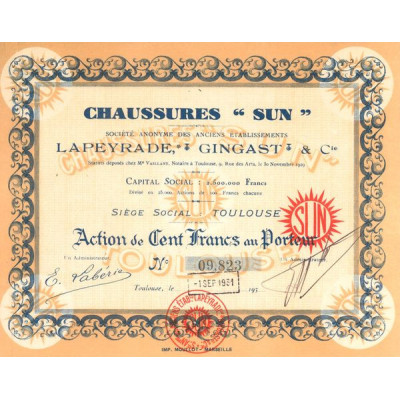 Chaussures "Sun" - S.A. des Anc Ets Lapeyrade. Gingast & Cie(Act 100 F)