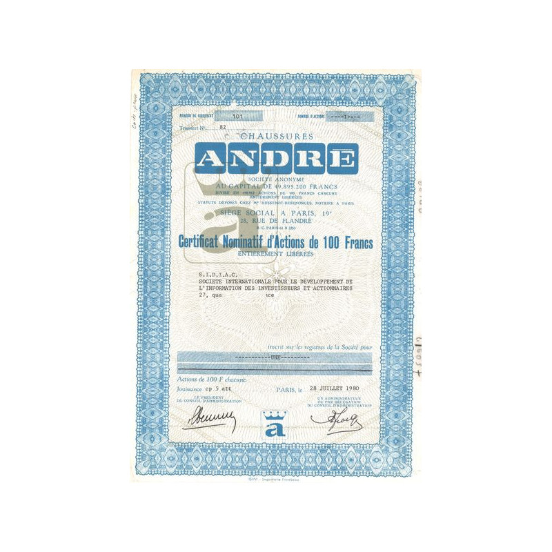 Chaussures André (Certif Nomin Act 100 F)