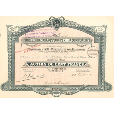 Sté des Chaussures Ehrlich Frères (Act 100 F)