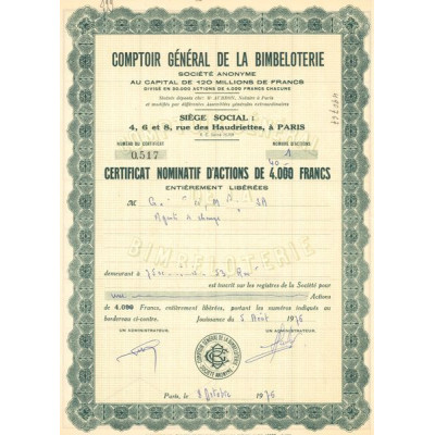 Comptoir Gale de la Bimbeloterie (Certif Nomin Act 40 F)