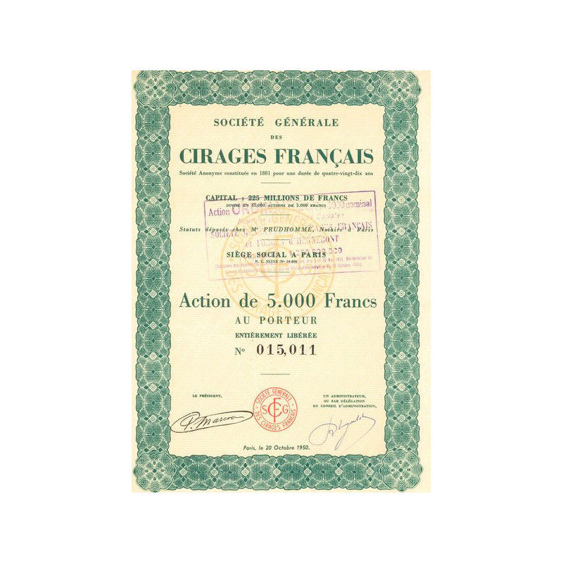 Sté Générale des Cirages Français (Act 5000 F)