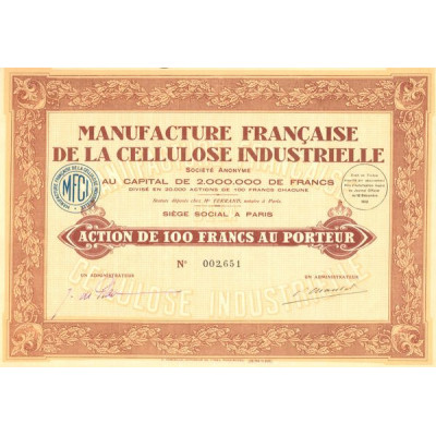 Manufacture Française de la Cellulose Industrielle (Act 100 F)