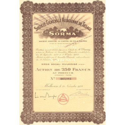 Sté Gale Alsacienne de Tissage "Sorma" (Act 250 F)