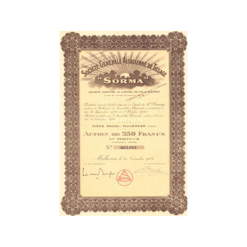 Sté Gale Alsacienne de Tissage "Sorma" (Act 250 F)