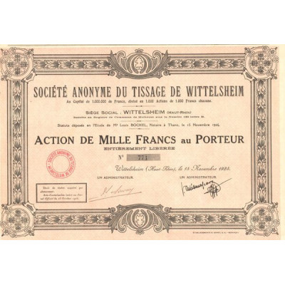 S.A. du Tissage de Wittelsheim (Act 1000 F)