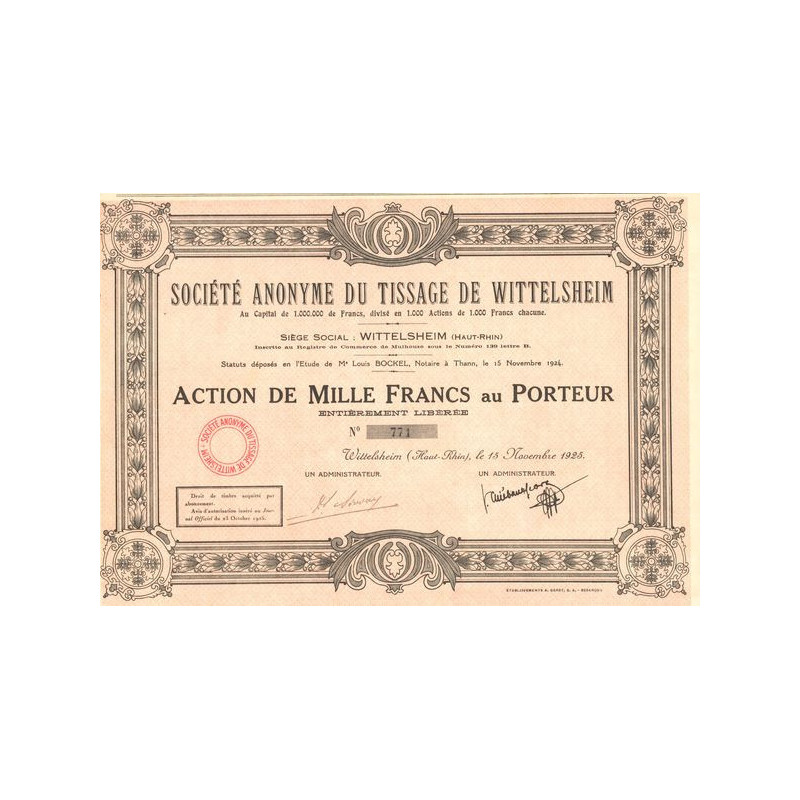 S.A. du Tissage de Wittelsheim (Act 1000 F)