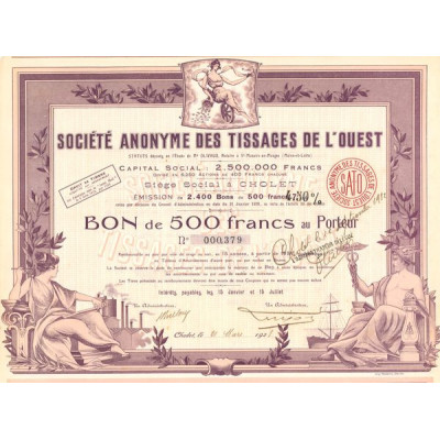 S.A. des Tissages de l'Ouest (Bon 500 F)
