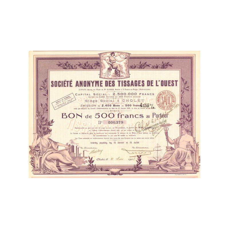 S.A. des Tissages de l'Ouest (Bon 500 F)