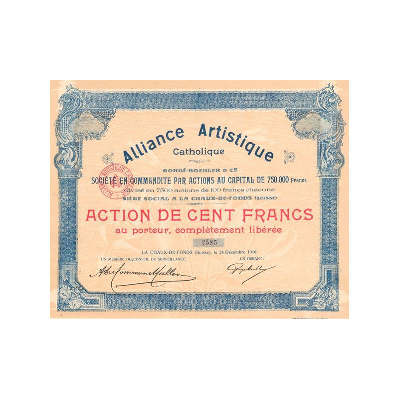 Alliance Artistique Catholique - Gorgé-Boehler & Cie (Act 100 F)