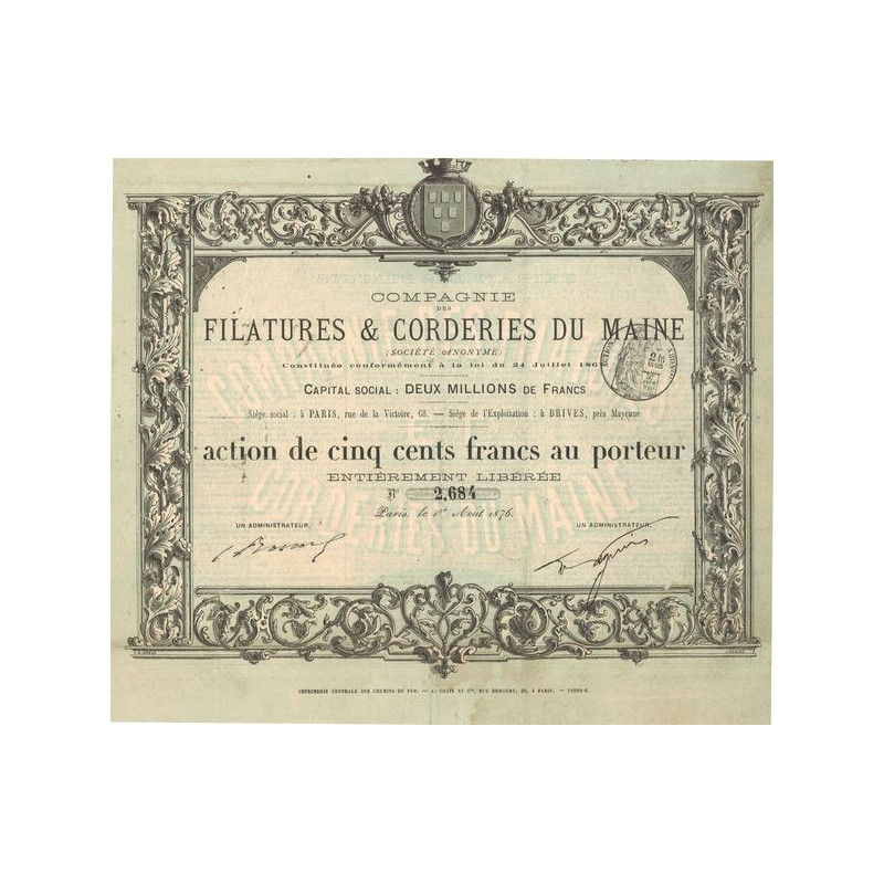 Cie des Filatures & Corderies du Maine (Act 500 F)