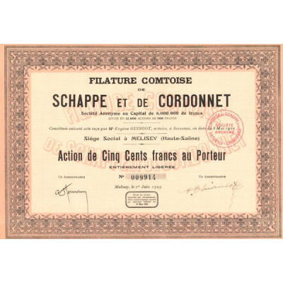 Filature Comptoise de Schappe et de Cordonnet (Act 500 F)