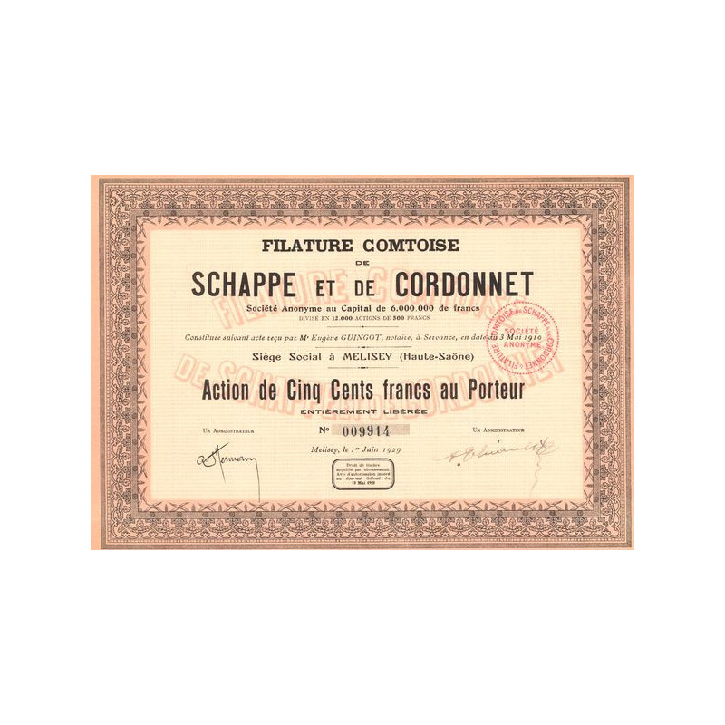 Filature Comptoise de Schappe et de Cordonnet (Act 500 F)