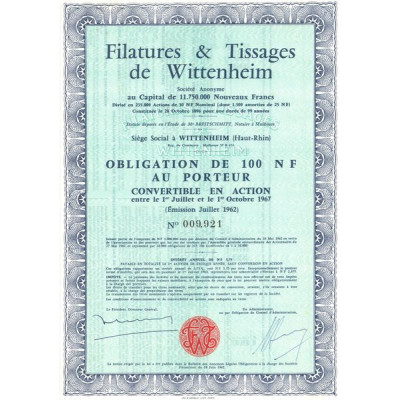 Filatures & Tissages de Wittenheim (Obl 100 NF)