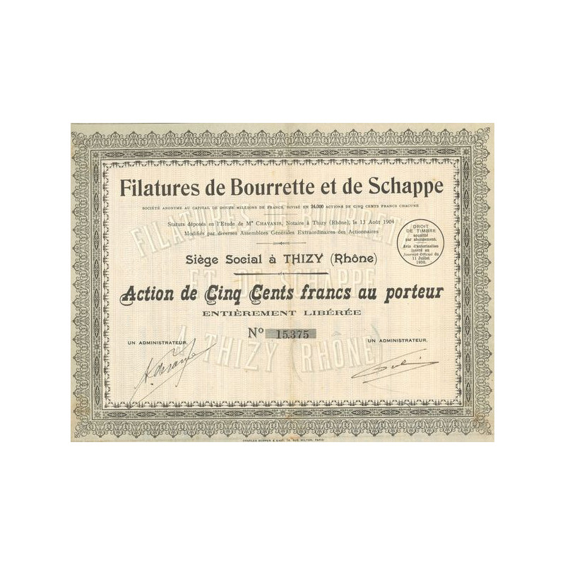 Filatures de Bourrette et de Schappe (Act 500 F)