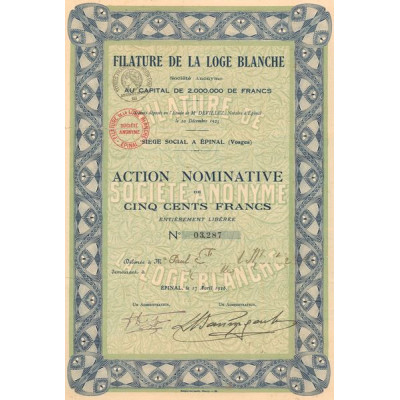 Filature de la Loge Blanche (Act Nomin 500 F)