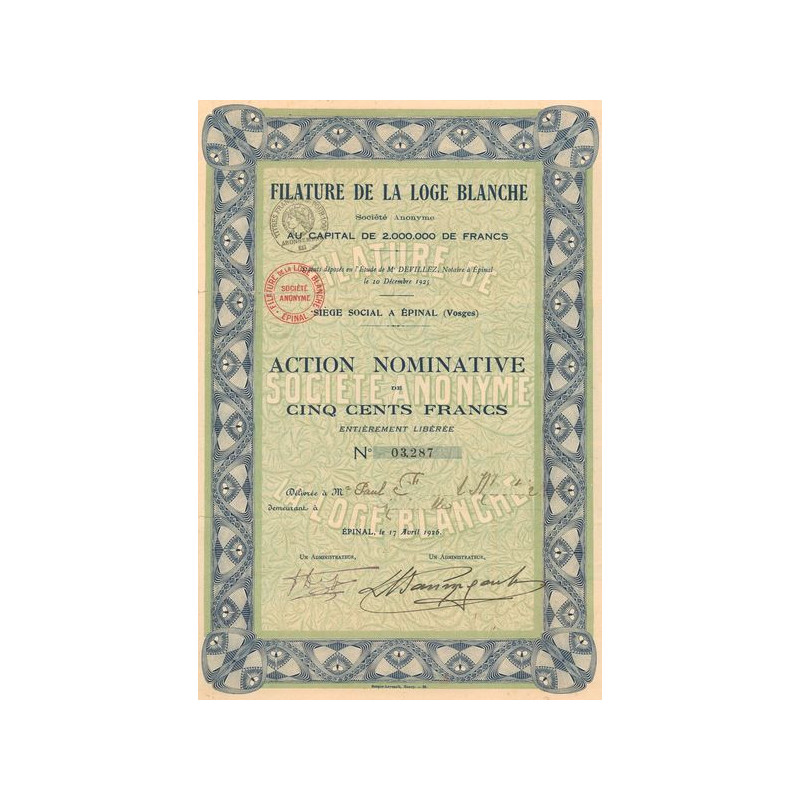 Filature de la Loge Blanche (Act Nomin 500 F)