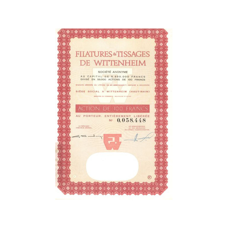 Filatures & Tissages de Wittenheim (Act 100 F)