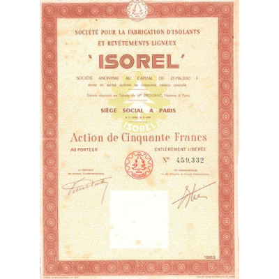 Sté pour la Fabrication d'Isolants et Revêtements Ligneux "Isorel" (Act 50 F)