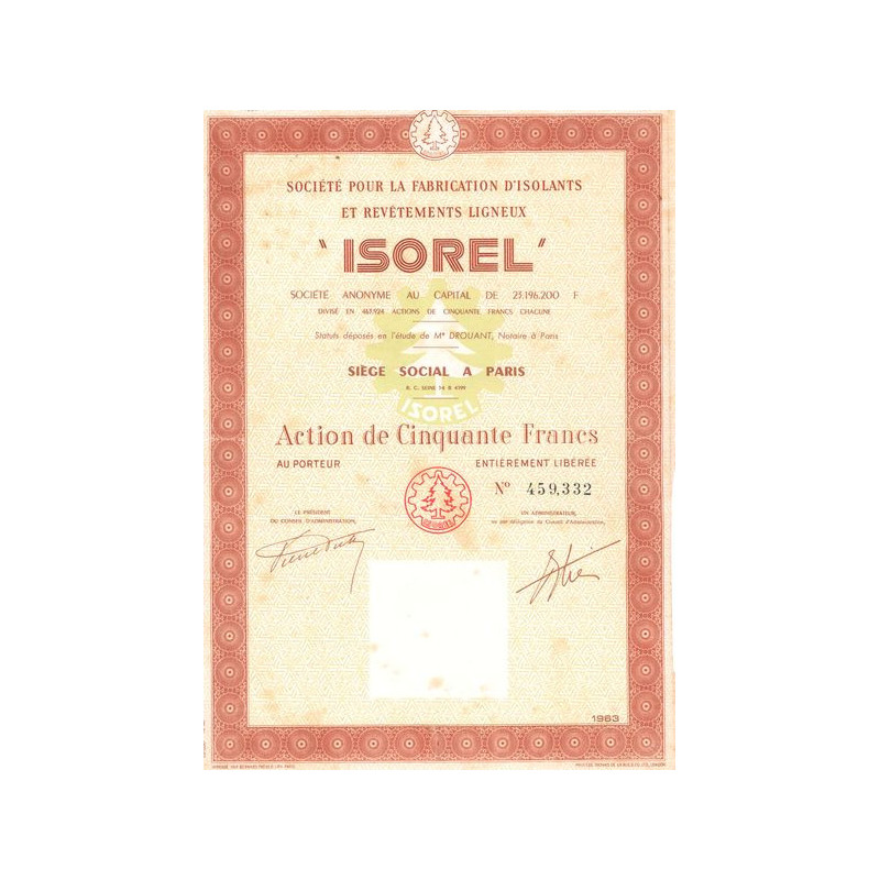 Sté pour la Fabrication d'Isolants et Revêtements Ligneux "Isorel" (Act 50 F)