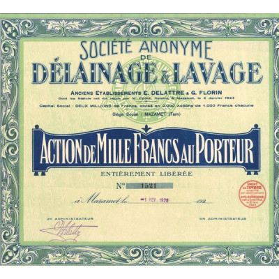 S.A. de Délainage & Lavage (Anc Ets E. Delattre & G. Florin) (Act 1000 F)