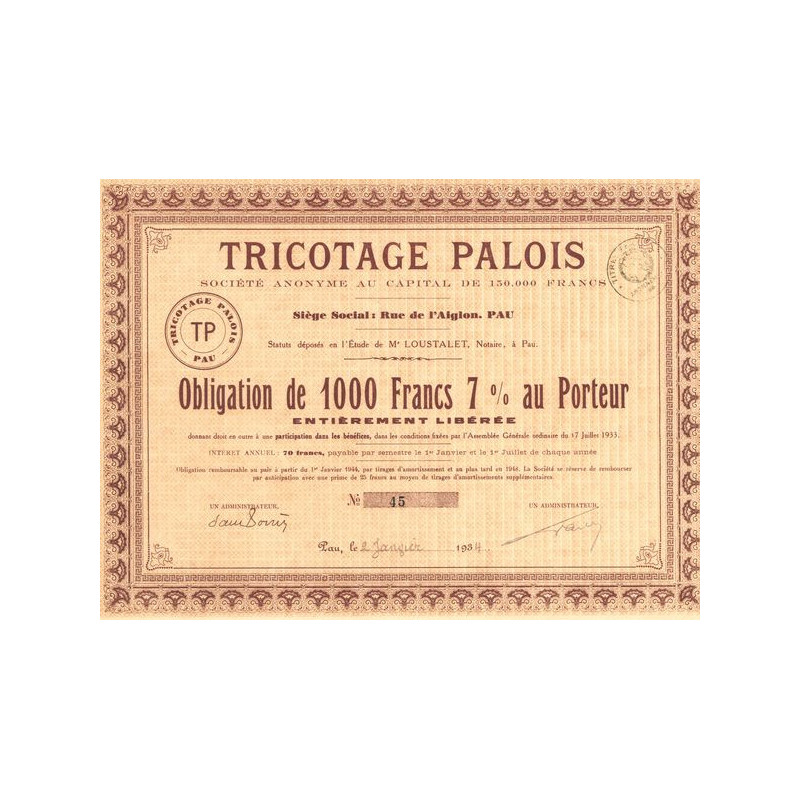 Tricotage Palois (Obl 1000 F 7%)