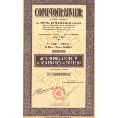 Comptoir Linier (Act Priv P 100 F)