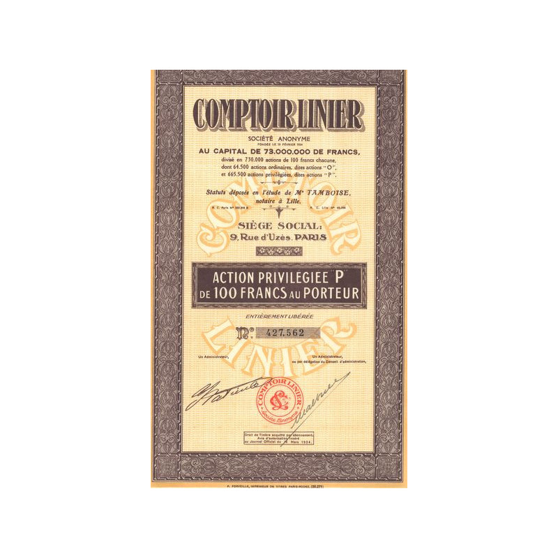 Comptoir Linier (Act Priv P 100 F)