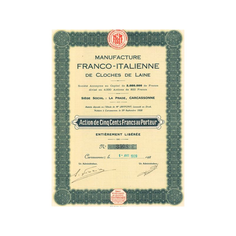 Manufacture Franco-Italienne de Cloches de Laine (Act 500 F)