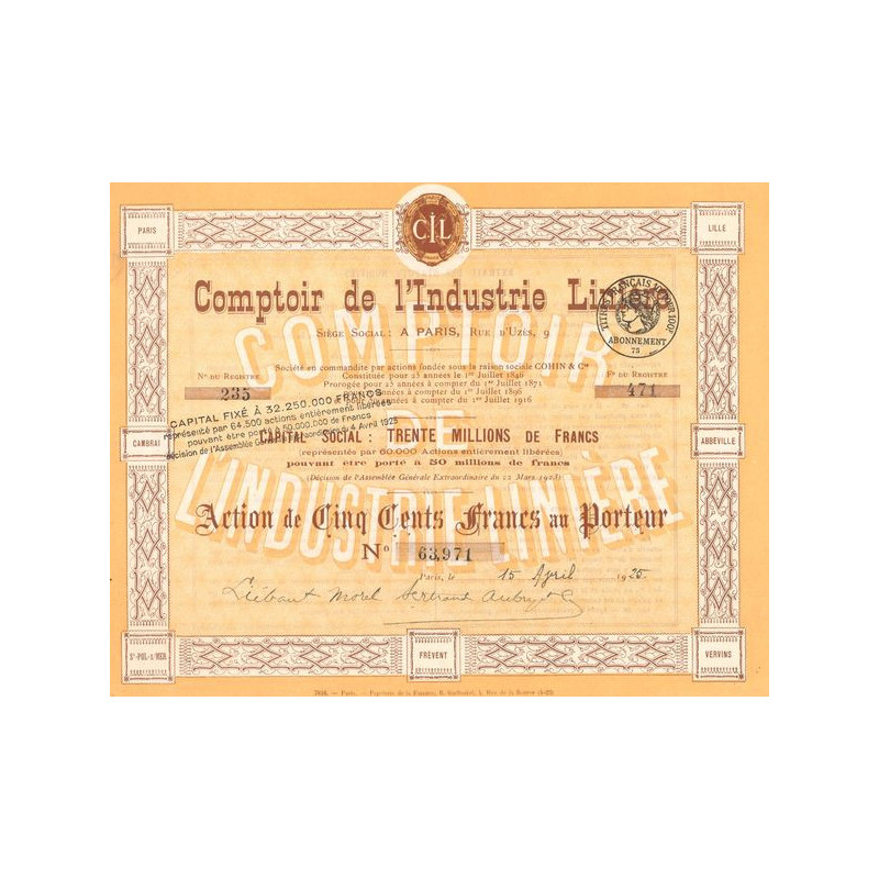 Comptoir de l'Industrie Linière (Act 500 F)