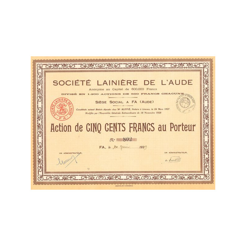 Sté Lainière de l'Aude (Act 500 F)