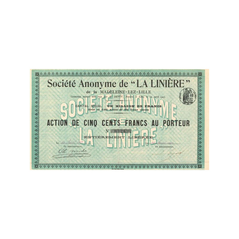 S.A. de "La Linière" de la Madeleine-lez-Lille (Act 500 F)
