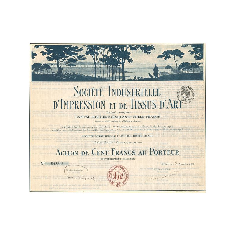 Sté Industrielle d'Impression et de Tissus d'Art (Act 100 F)