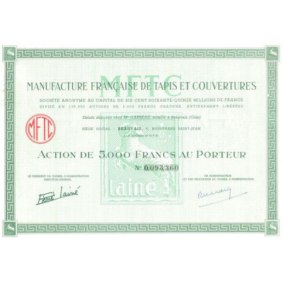 Manufacture Française de Tapis et Couvertures (Act 5000 F)