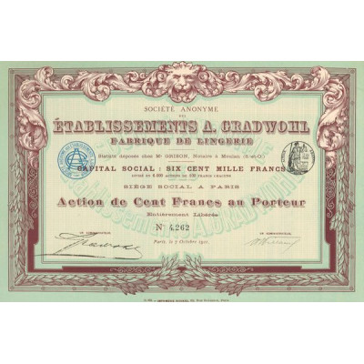 S.A. des Ets A. Gradwohl - Fabrique de Lingerie (Act 100 F)