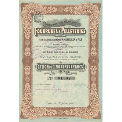 Cie Gale de Fourrures & Pelleteries - Anc Ets N.Haendler & Fils (Act 500 F)