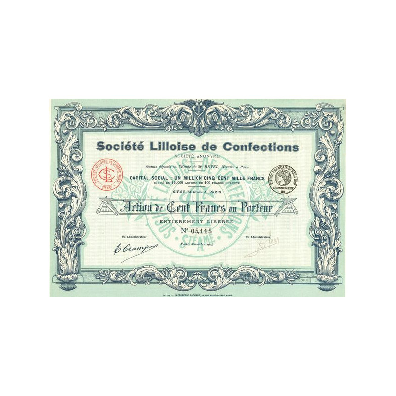 Sté Lilloise de Confections (Act 100 F)