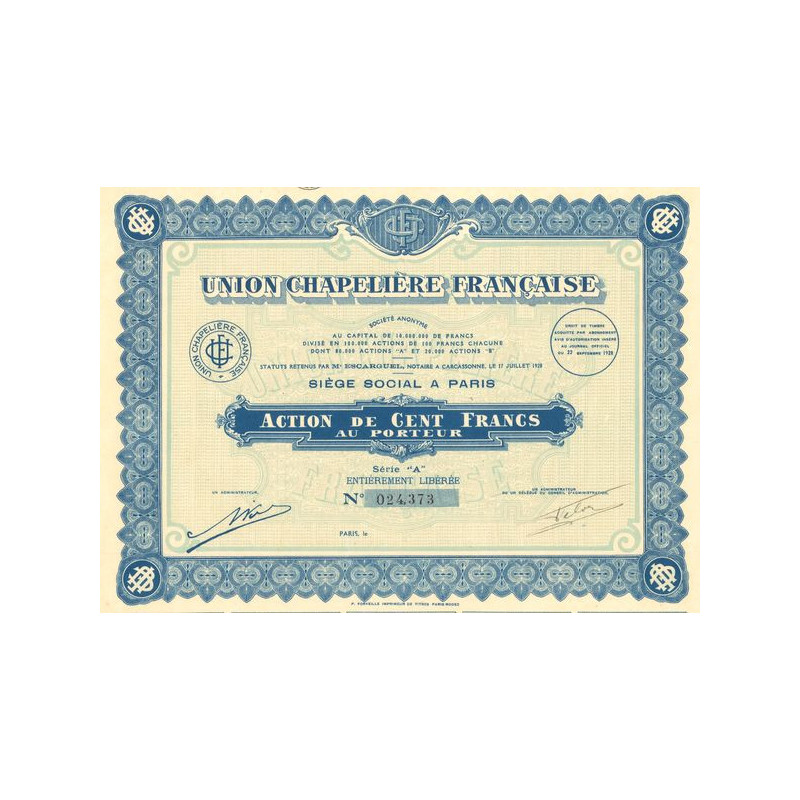 Union Chapelière Française (Act 0100 F)