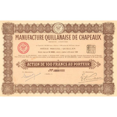 Manufacture Quillanaise de Chapeaux (Act 100 F)