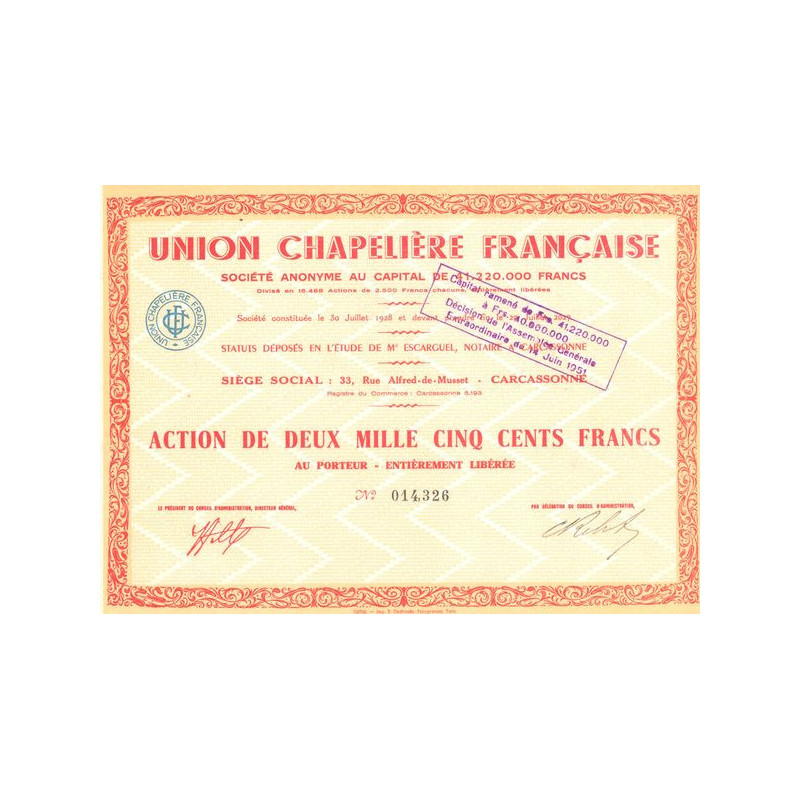 Union Chapelière Française (Act 2500 F)