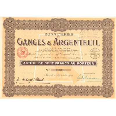 Bonneteries de Ganges & Argenteuil (Act 100 F)
