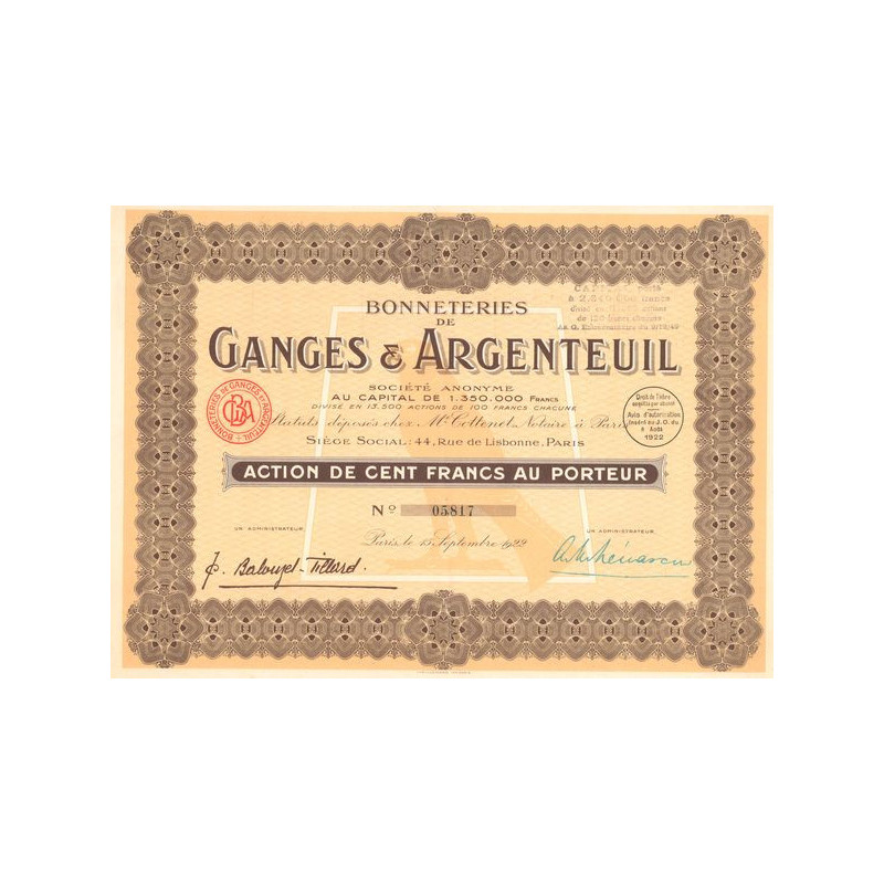 Bonneteries de Ganges & Argenteuil (Act 100 F)