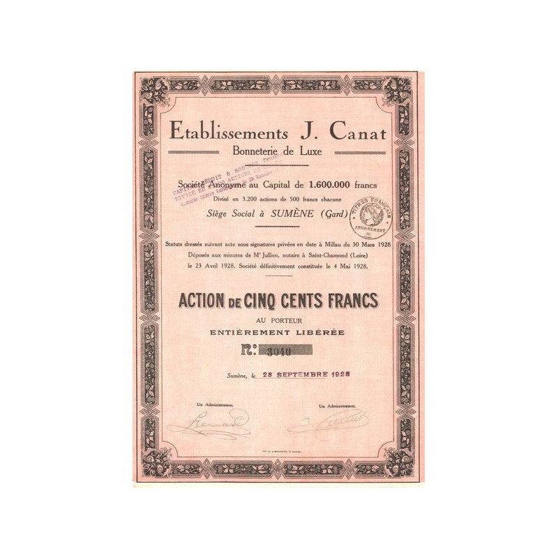 Ets J. Canat - Bonneterie de Luxe (Act 500 F)