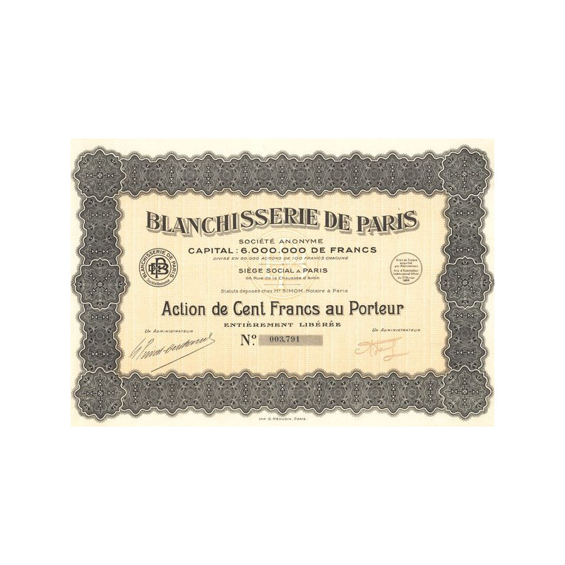 Blanchisserie de Paris (Act 100 F)