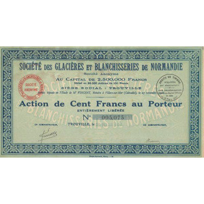 Sté des Glacières et Blanchisseries de Normandie (Act 100 F)