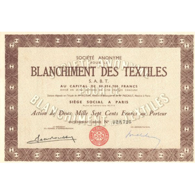 S.A. pour le Blanchiment des Textiles S.A.B.T. (Act 2700 F)