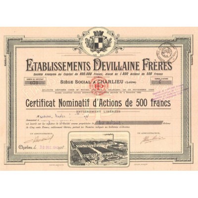 Ets Devillaine Frères (Fabricant de poussettes pour enfants) (Certif Nomin Act 500 F)