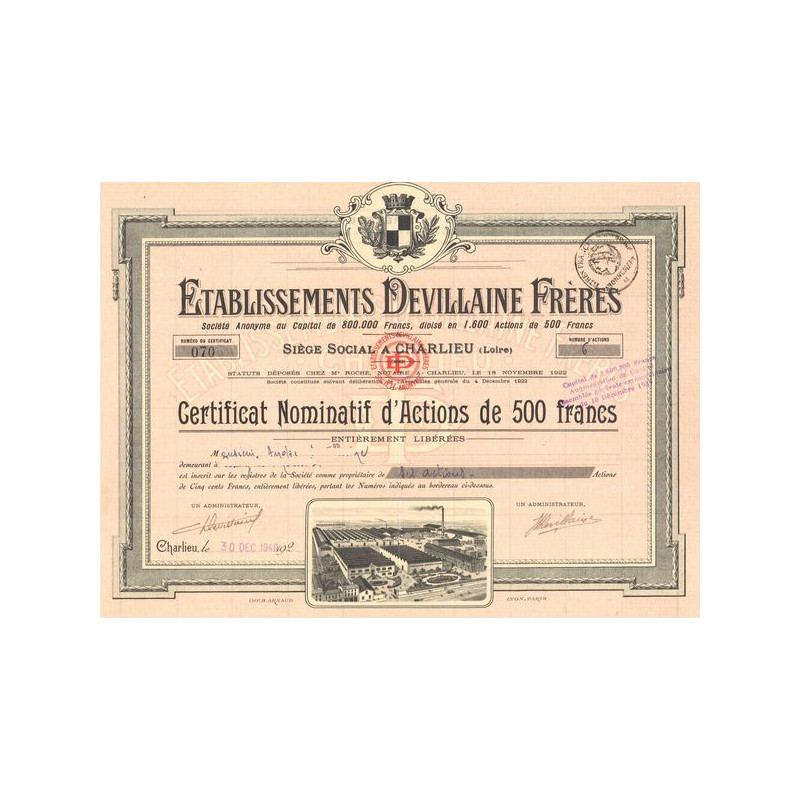 Ets Devillaine Frères (Fabricant de poussettes pour enfants) (Certif Nomin Act 500 F)
