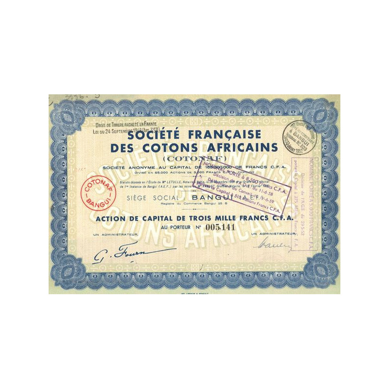Sté Française des Cotons Africains (Cotonaf)(Act 3000 F C.F.A.)
