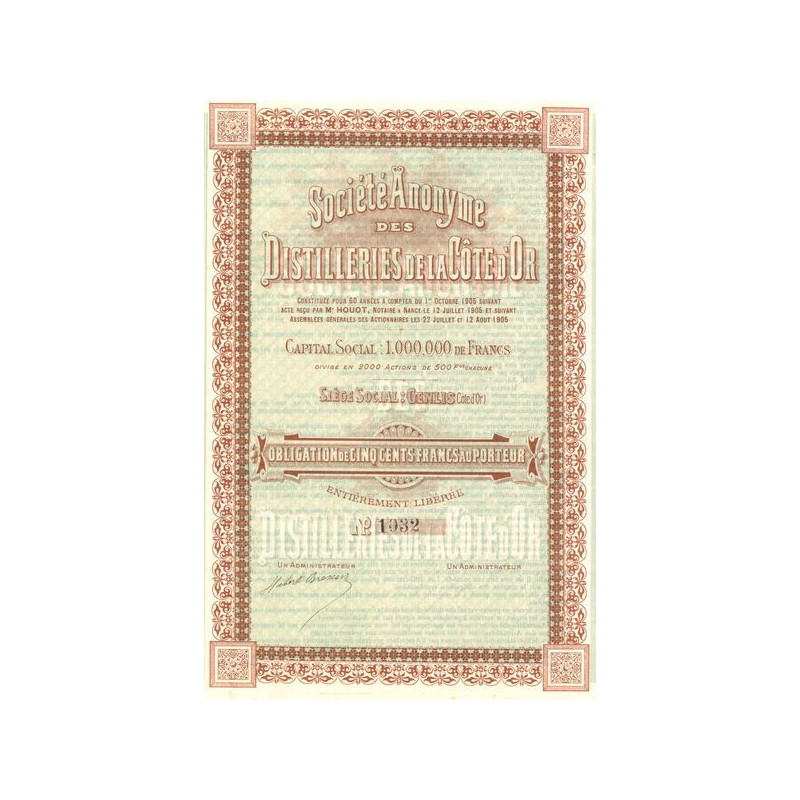S.A. des Distilleries de la Côte d'Or (Obl 500 F)