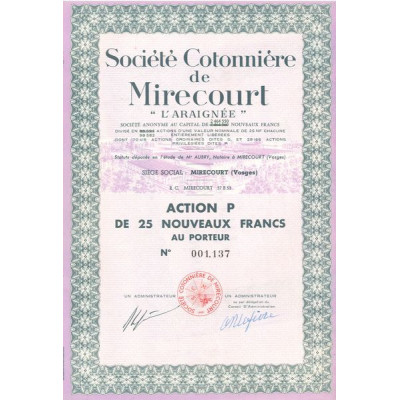 Sté Cotonnière de Mirecourt "L'Araignée" (Act P 25 NF)